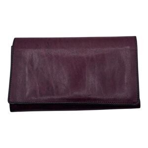 Vintage Women's Authentic Leather Wallet Tri Fold Maroon By Yamini Luxury
